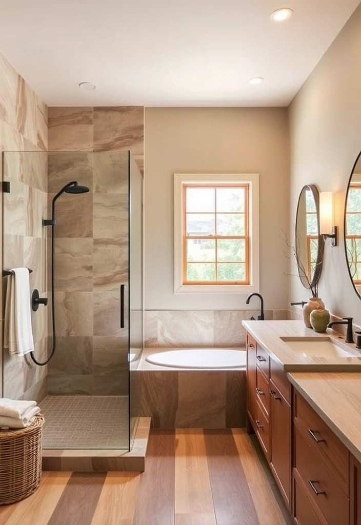 21 Luxury Master Bathrooms with Walk-In Showers That Redefine Elegance 19 21 Master Bathrooms with Walk-In Showers That Redefine Elegance (You Won't Believe #10!) - 14. Earthy Tones