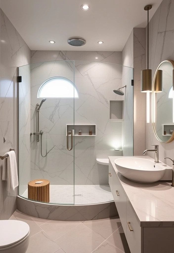 21 Luxury Master Bathrooms with Walk-In Showers That Redefine Elegance 15 21 Master Bathrooms with Walk-In Showers That Redefine Elegance (You Won't Believe #10!) - 10. Unexpected Shapes