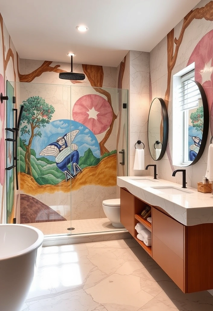 21 Luxury Master Bathrooms with Walk-In Showers That Redefine Elegance 14 21 Master Bathrooms with Walk-In Showers That Redefine Elegance (You Won't Believe #10!) - 9. Artistic Touch
