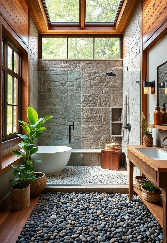 21 Luxury Master Bathrooms with Walk-In Showers That Redefine Elegance 9 21 Master Bathrooms with Walk-In Showers That Redefine Elegance (You Won't Believe #10!) - 4. Nature-Inspired Oasis