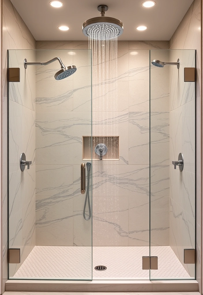 21 Luxury Master Bathrooms with Walk-In Showers That Redefine Elegance 22 21 Master Bathrooms with Walk-In Showers That Redefine Elegance (You Won't Believe #10!) - 17. Dual Shower Heads