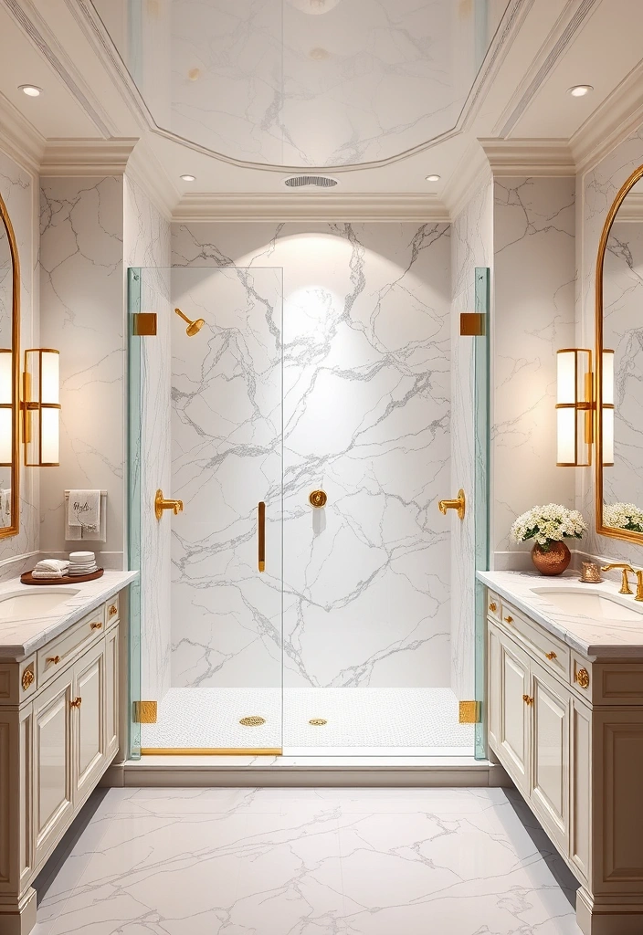 21 Luxury Master Bathrooms with Walk-In Showers That Redefine Elegance 8 21 Master Bathrooms with Walk-In Showers That Redefine Elegance (You Won't Believe #10!) - 3. Luxurious Marble