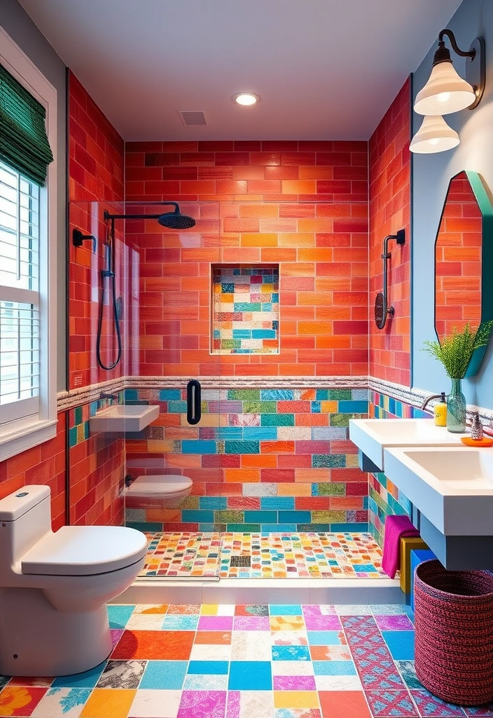 21 Luxury Master Bathrooms with Walk-In Showers That Redefine Elegance 13 21 Master Bathrooms with Walk-In Showers That Redefine Elegance (You Won't Believe #10!) - 8. Bold Colors