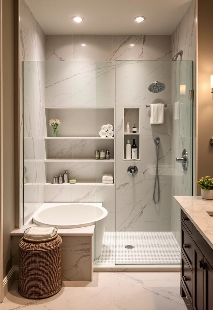 21 Luxury Master Bathrooms with Walk-In Showers That Redefine Elegance 23 21 Master Bathrooms with Walk-In Showers That Redefine Elegance (You Won't Believe #10!) - 18. Customized Storage