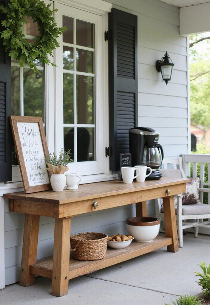 21 Front Porch Styling Ideas to Boost Curb Appeal - 13. Incorporate a Coffee Station