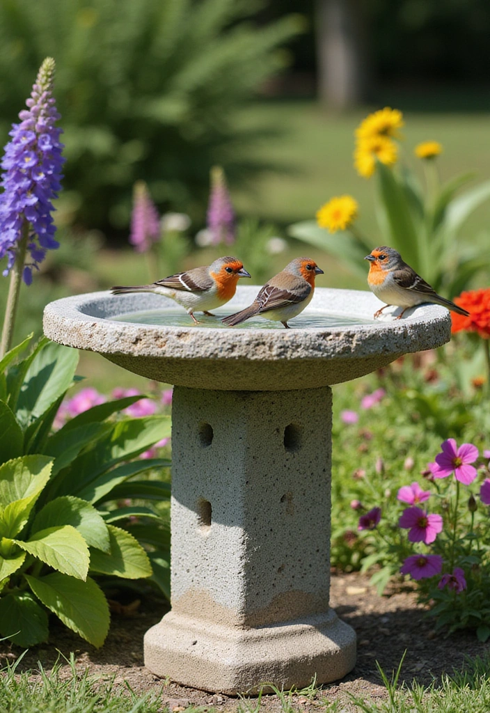 21 Cheap DIY Bird Bath Dollar Store Ideas That'll Make Your Feathered Friends Sing! - 14. Cinder Block Bath
