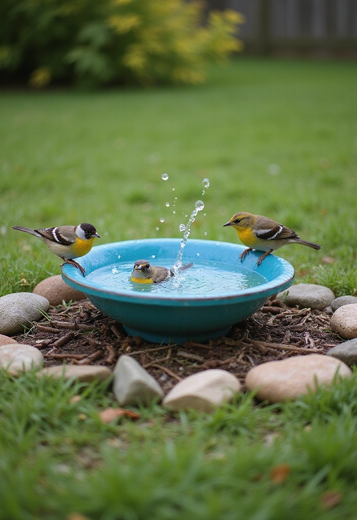 21 Cheap DIY Bird Bath Dollar Store Ideas That'll Make Your Feathered Friends Sing! - 2. Plastic Saucer Bath